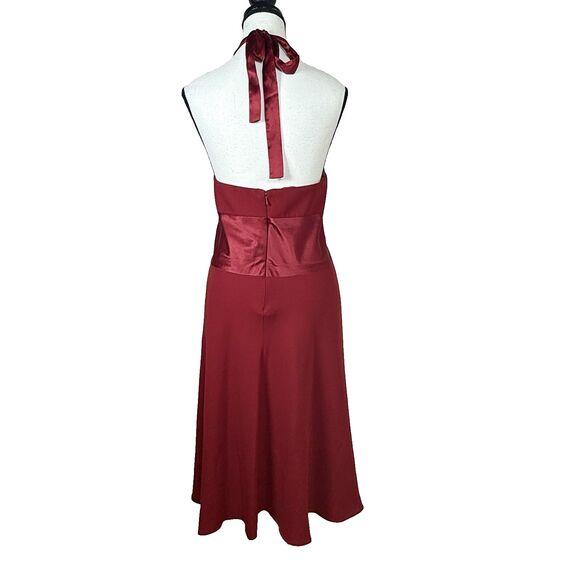 Jones New York Halter Tie Neck Dress Womens 16 Red Open Back Silk Waist Cocktail - Picture 2 of 11